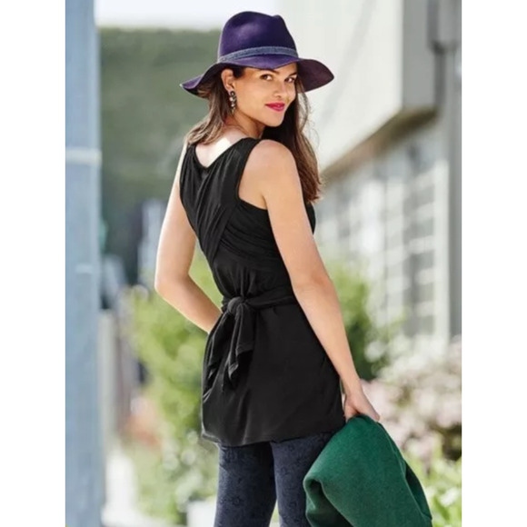 Cabi Tank Top Womens XS Extra Small Black Split Front Back Layered Beyond Tunic - Picture 13 of 15